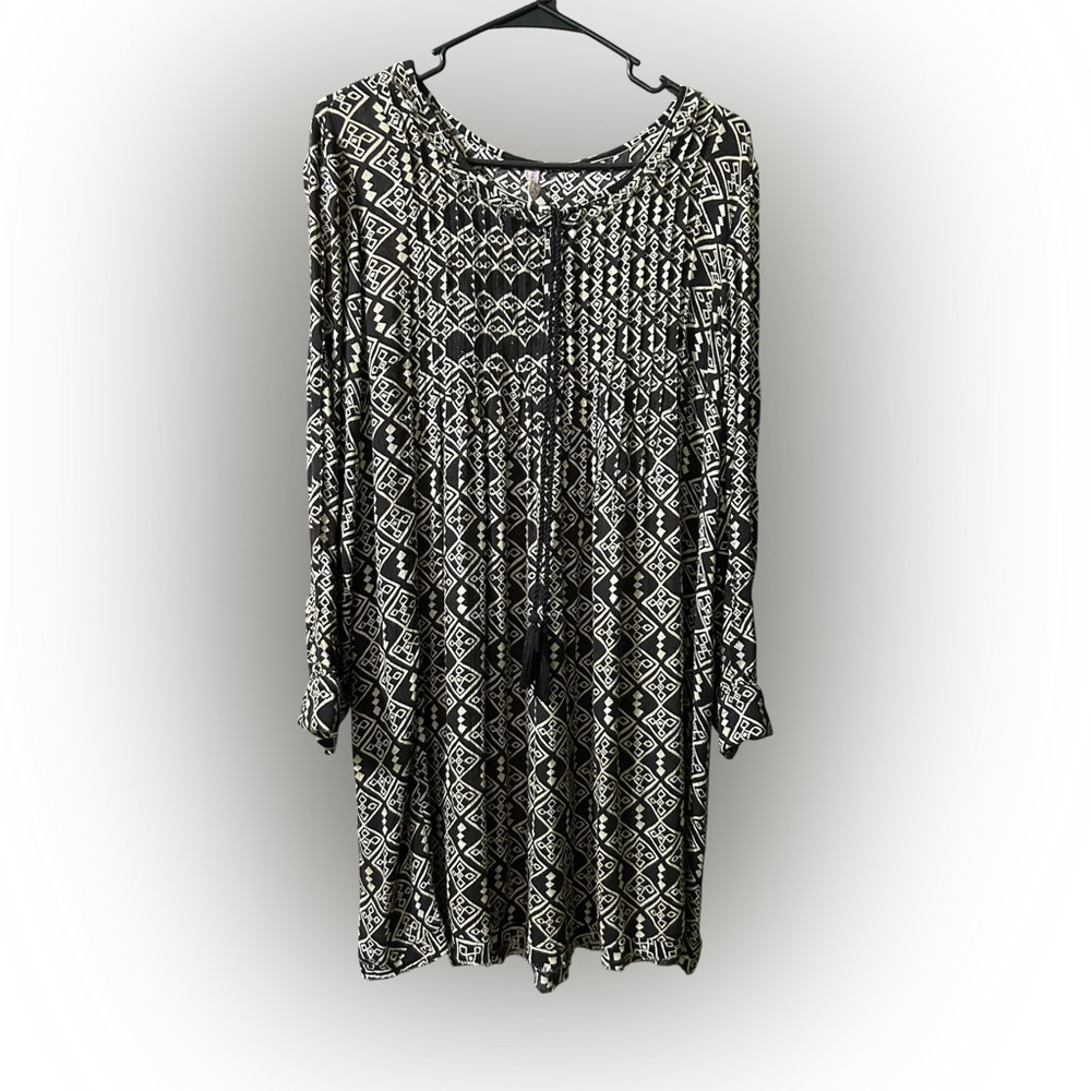 Free People Brown and Cream Patterned Dress